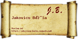 Jakovics Béla névjegykártya