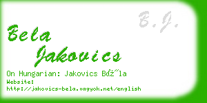 bela jakovics business card
